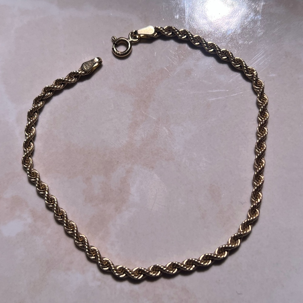 14k Gold Rope Chain Bracelet